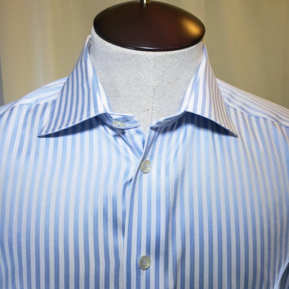 ETON of Sweden, NWOT, Lite Blue and White Striped 16/41 Contemporary fit - Picture 1 of 12